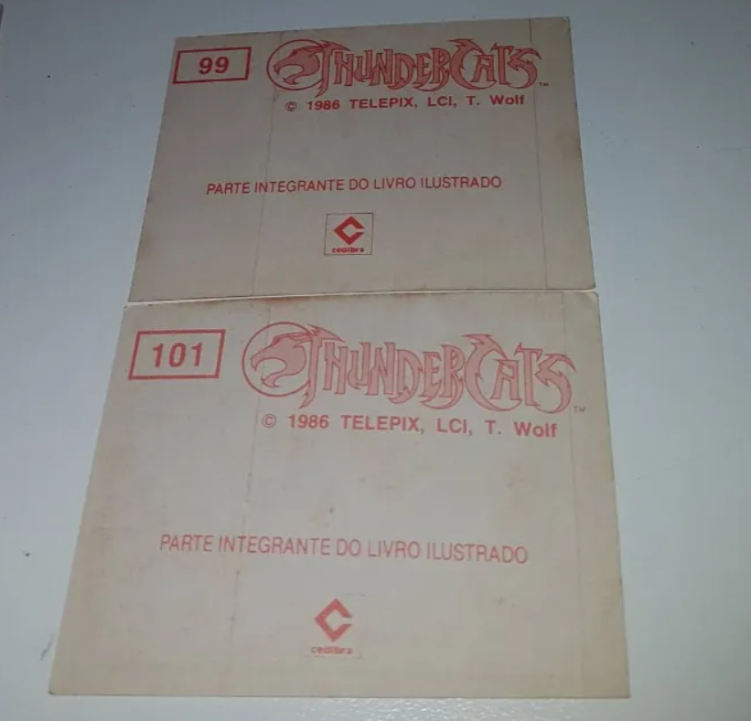 Figurinhas Thundercats Panini Verso